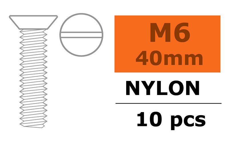 Verzonken schroef met zaaggleuf, M6X40, Nylon (5st) afbeelding