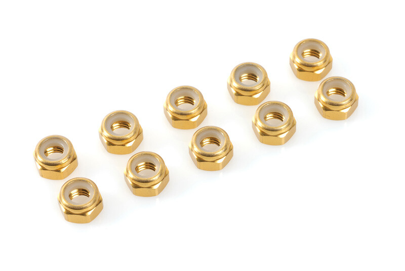 Zelfborgende zeskantmoer M3 "Goud", Aluminium (10st) afbeelding