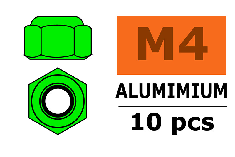 Zelfborgende zeskantmoer M4 "Groen", Aluminium (10st) afbeelding