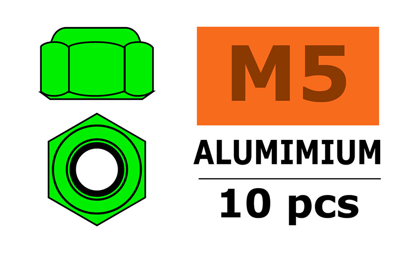 Zelfborgende zeskantmoer M5 "Groen", Aluminium (10st) afbeelding
