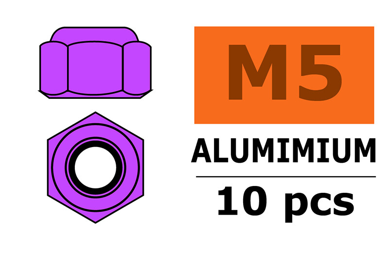 Zelfborgende zeskantmoer M5 "Paars", Aluminium (10st) afbeelding