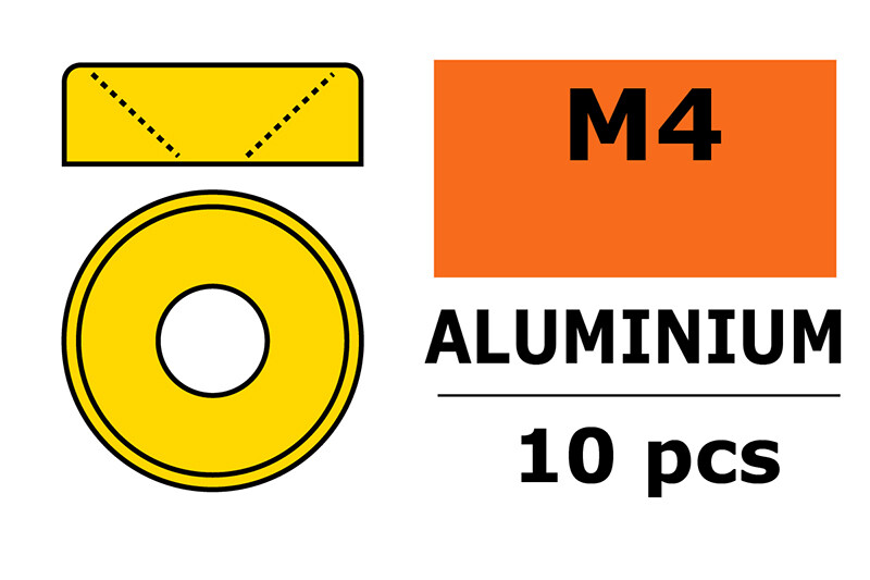 Sluitring M4 "Goud" voor verzonken schroeven, Aluminium (10st)