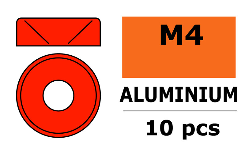 Sluitring M4 "Rood" voor verzonken schroeven, Aluminium (10st)