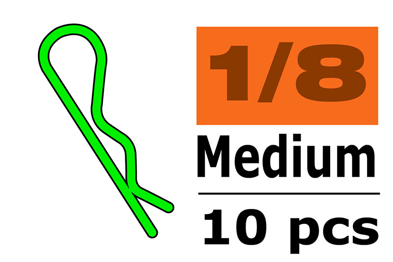 Body clips voor 1/8, groen, medium, 45 graden gebogen (10 stuks) afbeelding