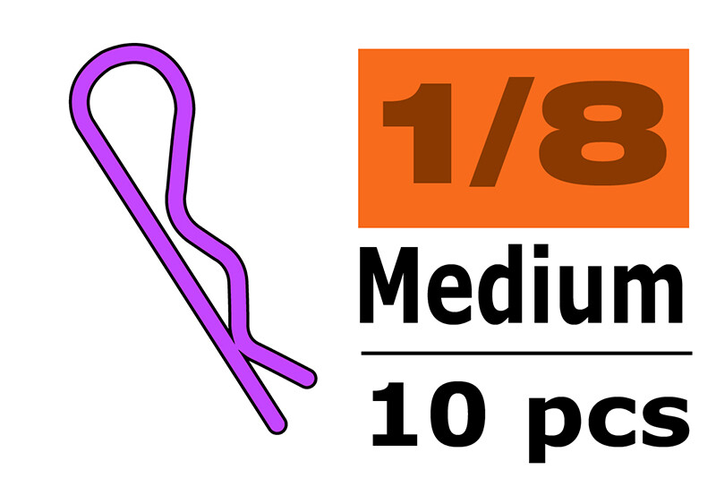 Body clips voor 1/8, paars, medium, 45 graden gebogen (10 stuks)