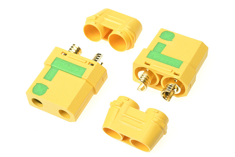 XT90S goudstekker met cap, anti spark, man (2 stuks)