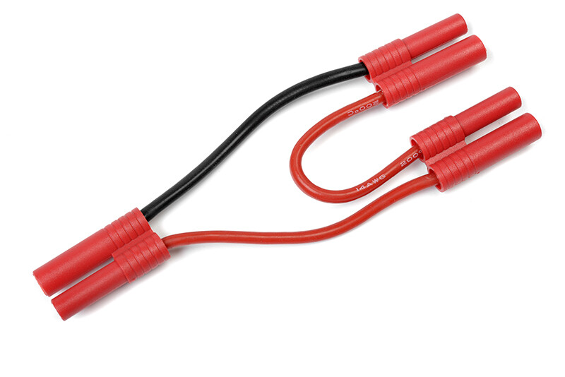 Y-kabel serieel 4mm goudstekker, silicone kabel 14AWG (1st) afbeelding