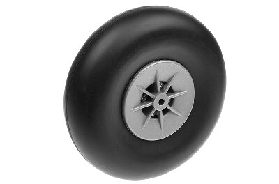 Vliegtuig wielen, Rubber met Nylon velg, 125mm, As Diameter 5mm (2 st) afbeelding