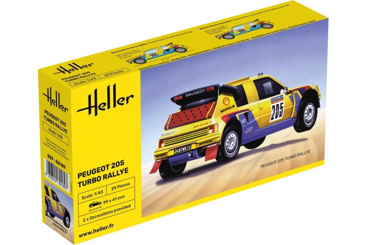 1:43 Heller 80189 Peugot 205 Turbo Rally Auto Plastic Modelbouwpakket