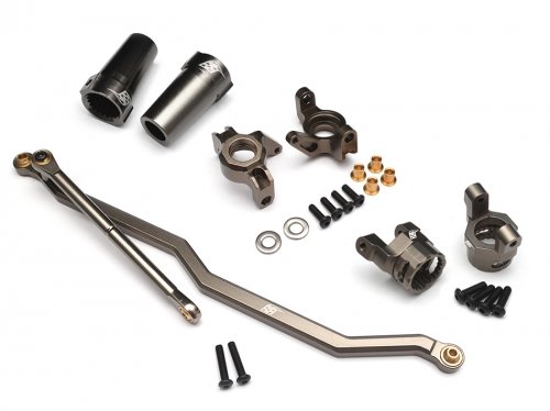 Axial Wraith Steering Link Combo Set (Front Knuckle, C-Hub Steering Link,C Hub Carrier, Steering Block, and Rear Axle Lock-out) Gun Metal