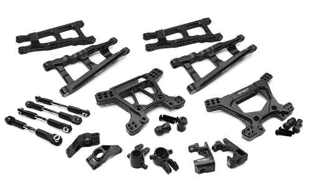 Integy Billet Machined Alloy Suspension Kit, Black - Traxxas Rustler 4X4