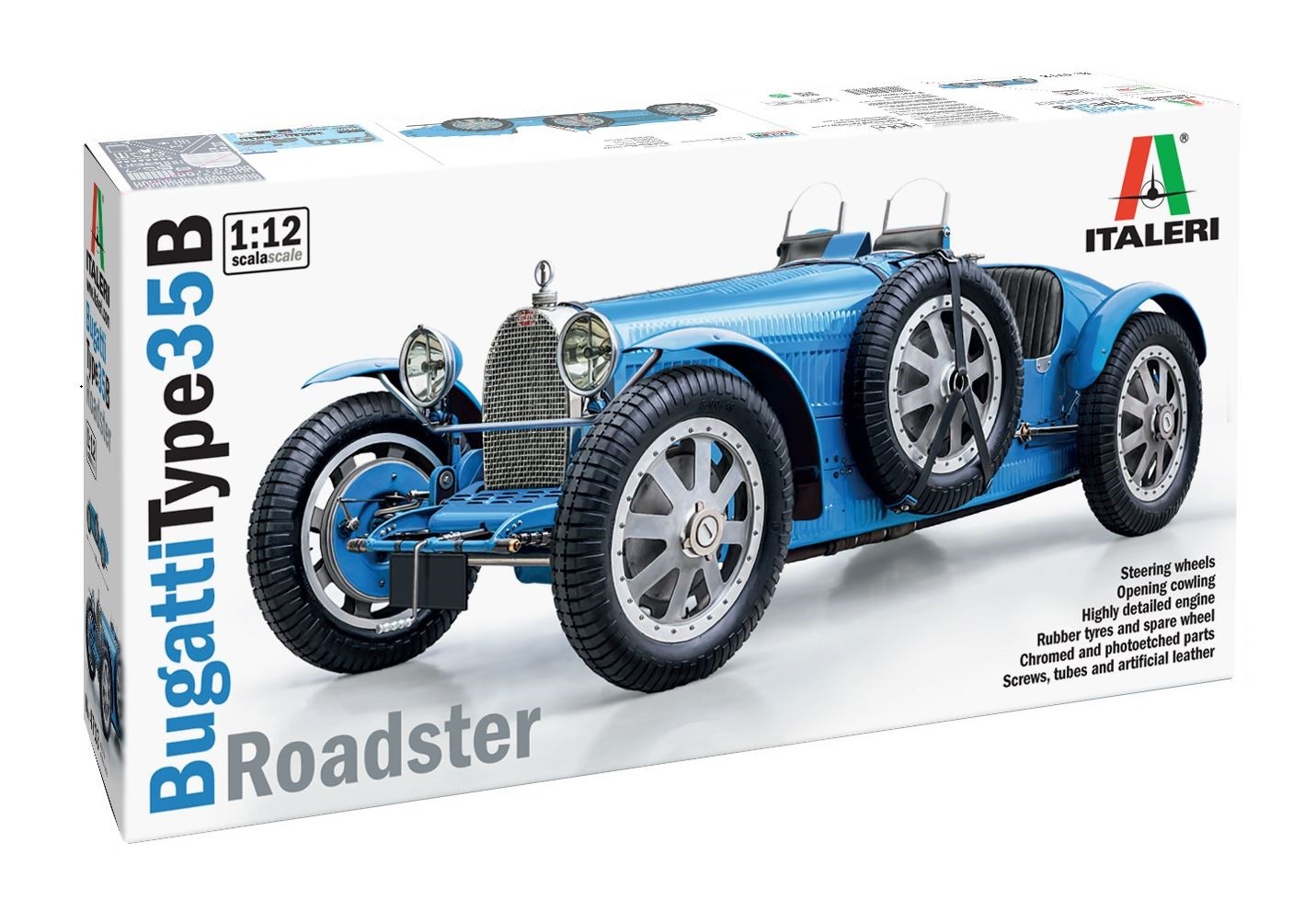 1:12 Italeri 4713 Bugatti 35B Roadster Auto - Monte Carlo 1930 Plastic Modelbouwpakket