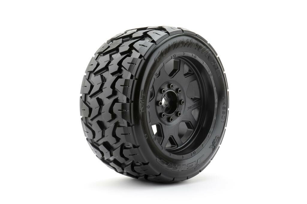 JetKo Extreme Tyre X-MT Tomahawk Belted band op 3.8'' zwarte velg voor Traxxas X-Maxx afbeelding