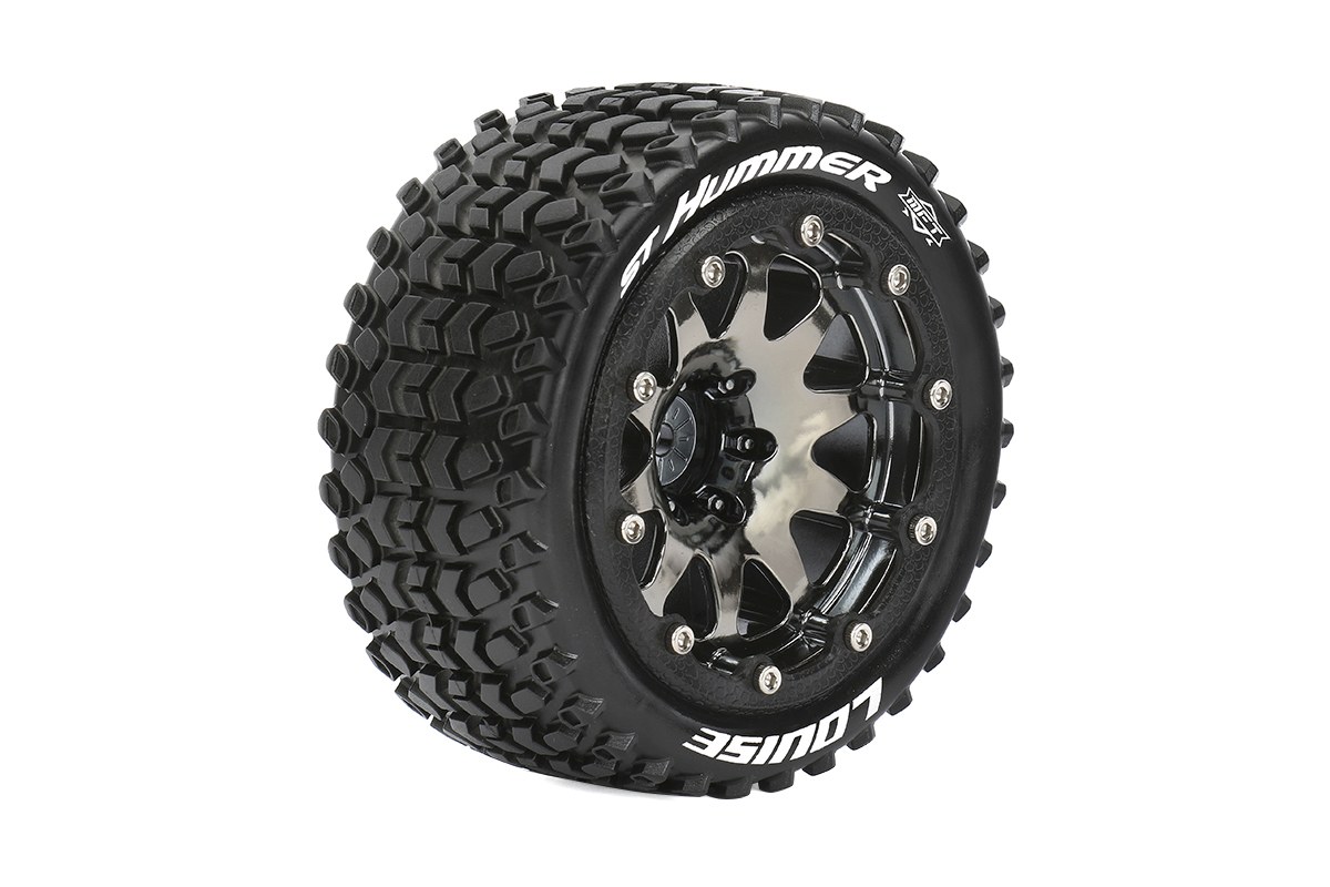 Louise ST-HUMMER - MFT 1/10 banden op 2.8" bead-lock velgen Black Chrome - 1/2 Offset - Hex 12mm afbeelding
