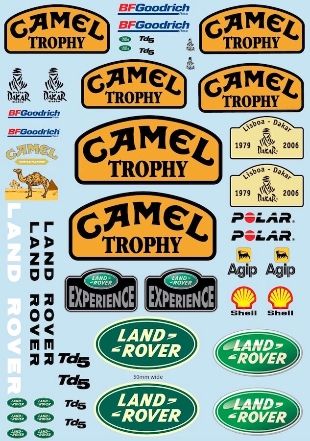 Camel Trophy stickervel - A5 (oa. voor Traxxas TRX-4) afbeelding