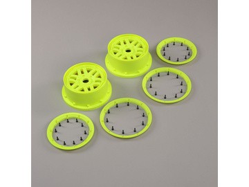 Losi - 1/5 Front/Rear Wheel And Beadlock Set 24mm Hex Yellow (2): 5ive-T 2.0 (LOS45024) afbeelding