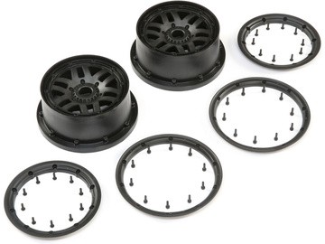 Losi - 1/5 Front/Rear 4.75 Wheel and Beadlock Set 24mm Hex Black (2): 5ive-T 2.0 (LOS45025) afbeelding