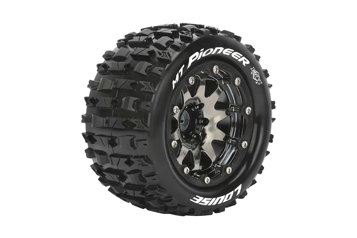 Louise MT-Pioneer - MFT 1/10 banden op 2.8" bead-lock velgen black/chrome - 0 Offset - Hex 12mm afbeelding