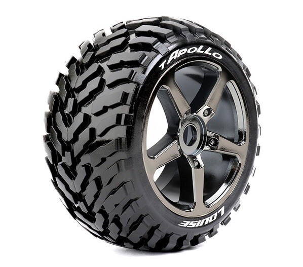 Louise T-APOLLO Truggy Banden Set - Soft - Velgen Zwart/Chroom - Hex 17mm afbeelding
