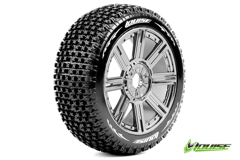 Louise B-PIRATE Super Soft banden op black chrome spaakvelgen voor 1/8 buggy afbeelding
