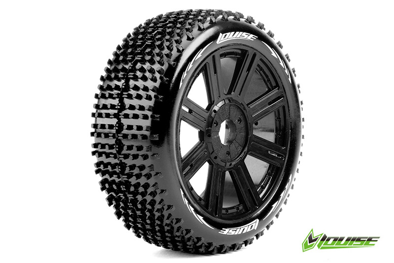 Louise B-HORNET Soft banden op zwarte spaakvelgen voor 1/8 buggy
