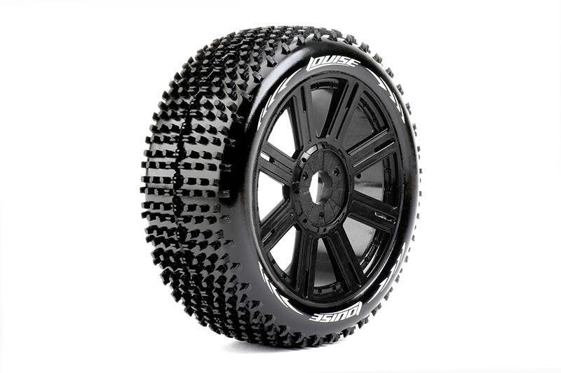 Louise B-HORNET Super Soft banden op zwarte spaakvelgen voor 1/8 buggy afbeelding