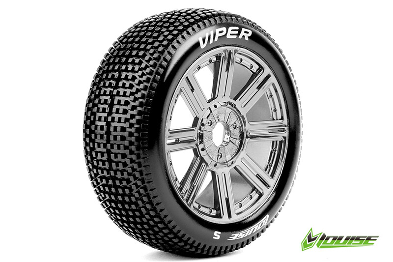 Louise B-VIPER-JA Soft banden op black chrome spaakvelgen voor 1/8 buggy afbeelding