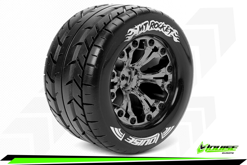 Louise MT-ROCKET Banden Set - 2.8" Velgen Black Chrome - Hex 14mm (electro 4WD: FR/RR) afbeelding