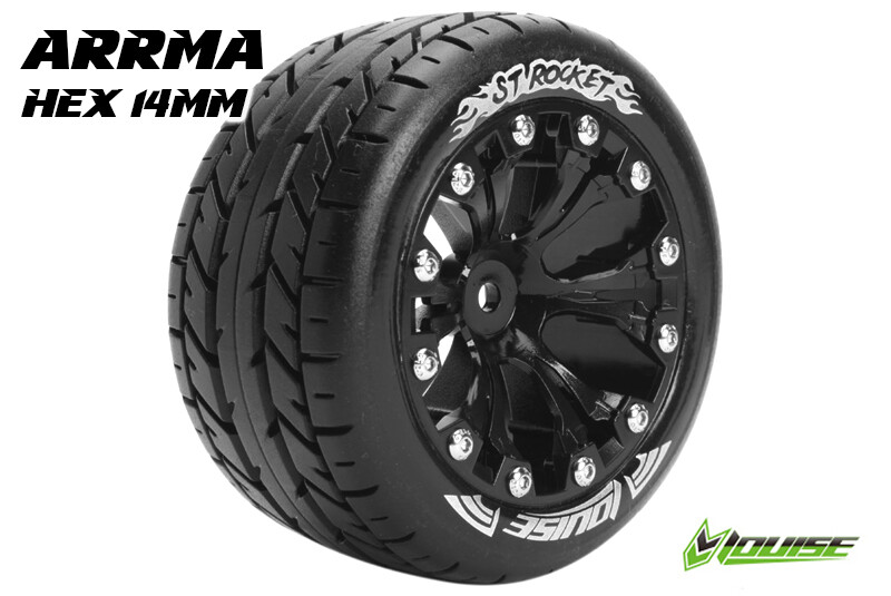 Louise ST-ROCKET Soft Banden - 2.8" Velgen Black Chrome - Hex 14mm (electro 4WD: FR/RR) afbeelding