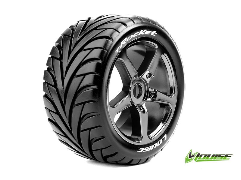 Louise T-ROCKET Soft banden op black chrome velgen voor 1/8 Truggy - 0 offset afbeelding