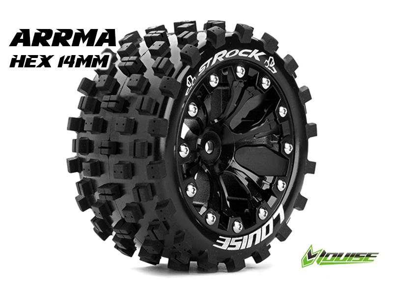 Louise ST-ROCK Soft Banden - 2.8" Velgen Black Chrome - Hex 14mm (electro 4WD: FR/RR)