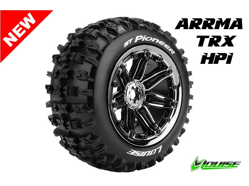 Louise ST-ULLDOZE Soft banden op black chrome velgen voor 1/8 Stadium Truck - 0 offset afbeelding