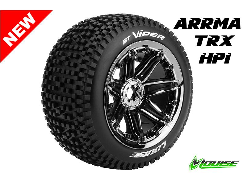 Louise ST-VIPER Soft banden op black chrome velgen voor 1/8 Stadium Truck - 0 offset afbeelding