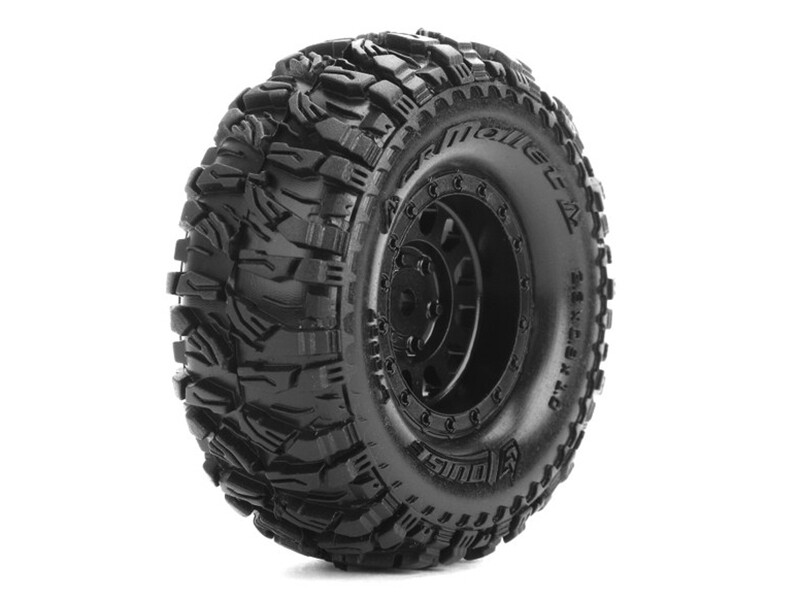 Louise CR Mallet 1/18 & 1/24 Scale 1.0 Crawler Tire Super Soft / Black Rim - Hex 7mm