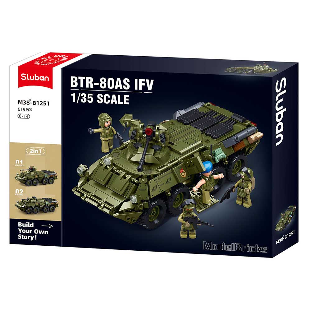 Sluban - BTR-80AS Army Light Tank | City defender modelbouw bouwpakketten | Classic creator autos’s | Technische ideas speelgoed kinderen & volwassenen | 619 bouwstenen (compatibel