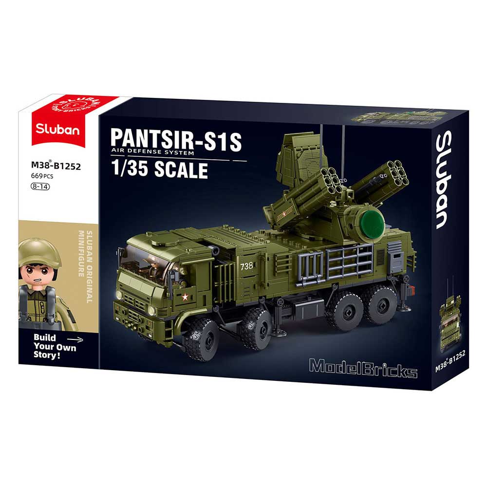 Sluban - M38-B1252 Pantsir S1S Army ww2 luchtafweertruck | City defender modelbouw bouwpakketten | Classic creator tank autos | Technische ideas leger speelgoed kinderen & volwasse