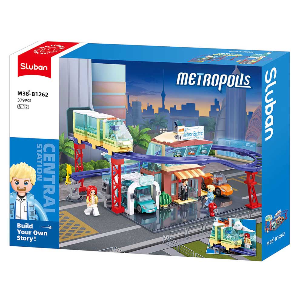 Sluban - Metropolis nieuwe elektrische bus winkel 4s, Sluban 1262, Bouwblokken, Sluban