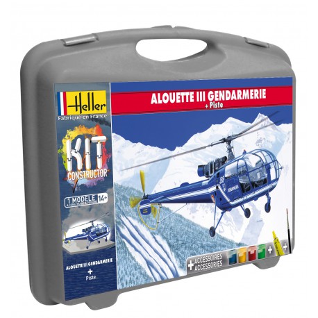 Heller 1/72 Mallette Alouette lll Gendarmerie + Piste