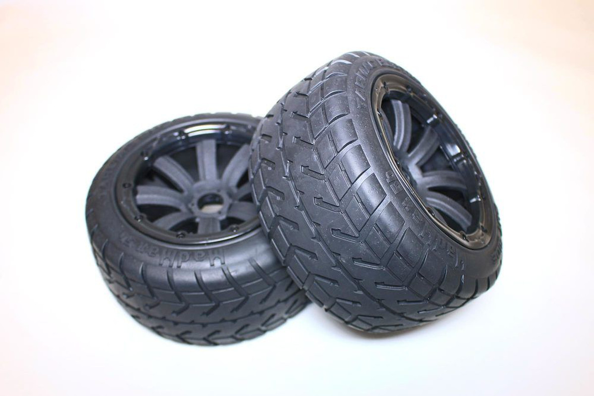 Set achterwielen "Tarmac Buster" compleet met 8-Spaaks velgen zwart - Baja