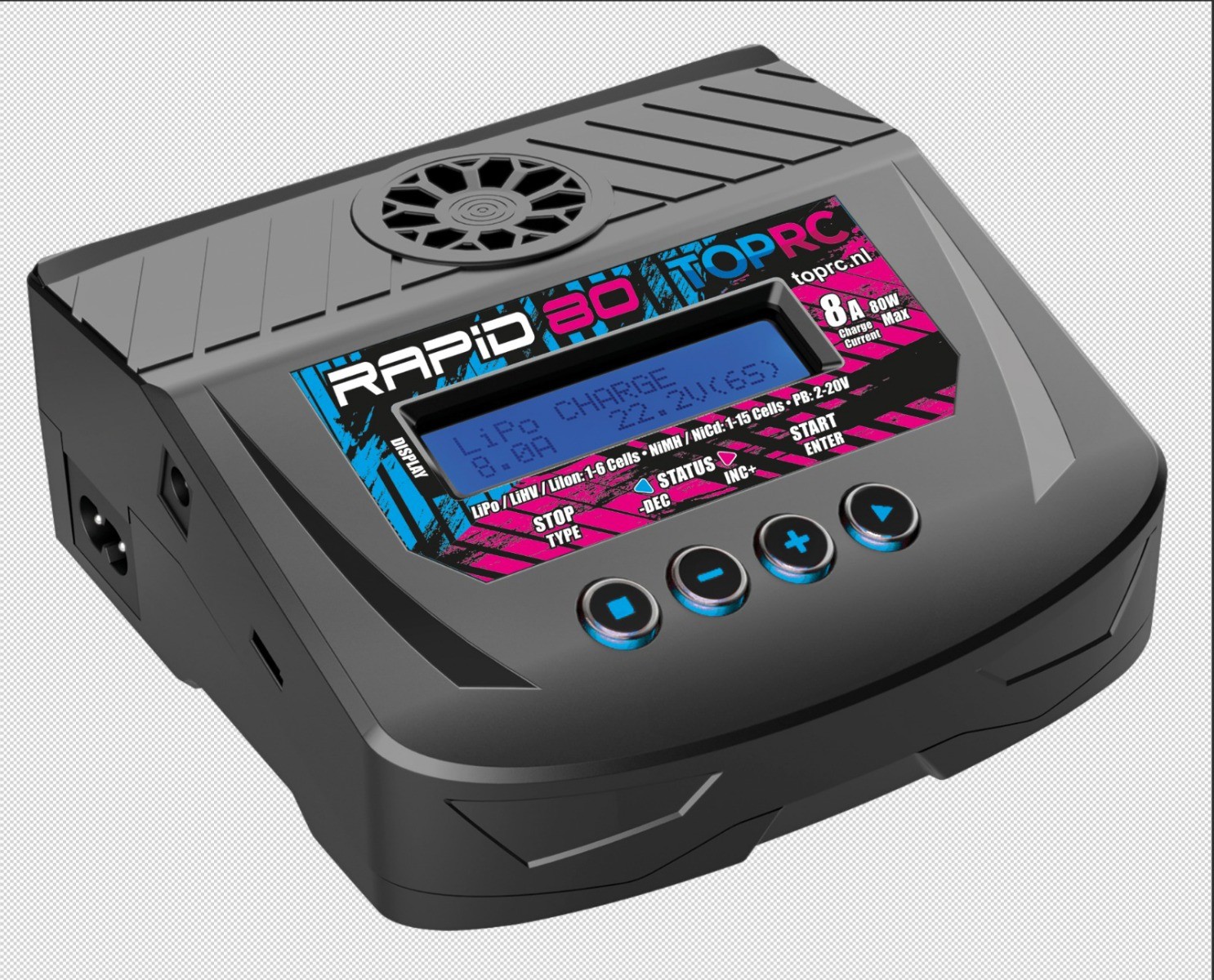TopRC Rapid 80 - AC/DC Balans Lader - 80W - 1-6S Lixx - 1-15 Nixx - 2-20V PB