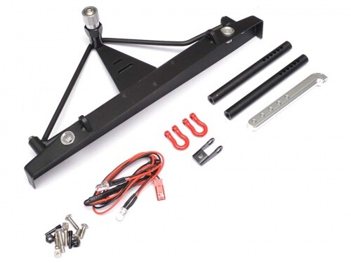 Steel Stinger Rear Bumper w/Towing Hooks, LED Light set & Spare Tire Mount - Axial SCX10 II