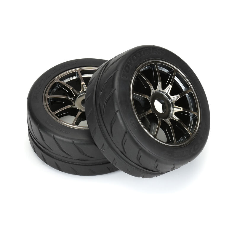 Proline 1/7 Toyo Proxes R888R S3 Front/Rear 42/100 2.9" BELTED Mounted (Gun Metal) 17mm 5-Spoke (2)