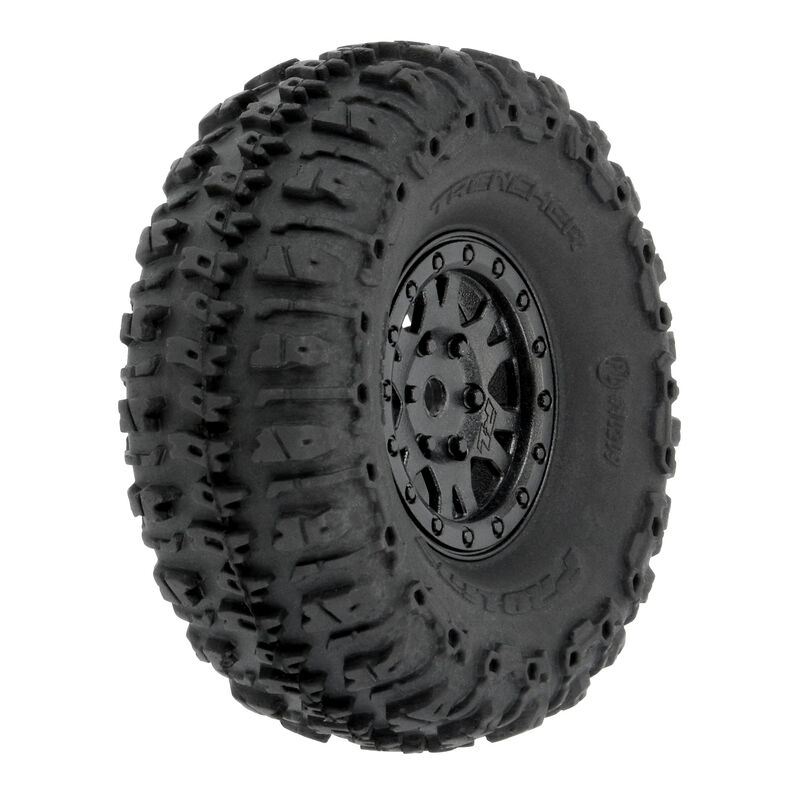 Proline Trencher F/R 1.0'' Tires Mounted 7mm Black Impulse (4): SCX24 (PL10209-10)