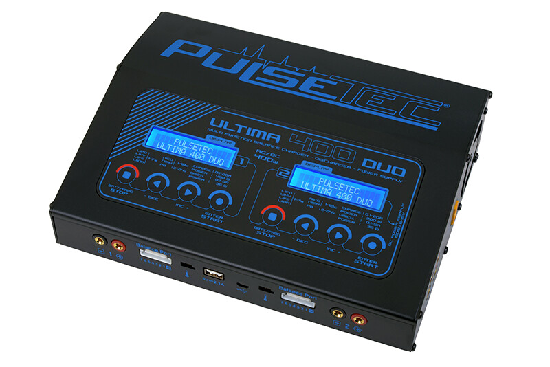 Pulsetec Ultima 400 Duo lader (LiFe, LiIon, LiPo, LiHV, NiMH, NiMH, NiCd en PB)