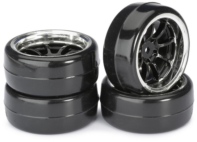 Absima drift banden op 9-Spaaks velgen Type B - Zwart/Chrome afbeelding