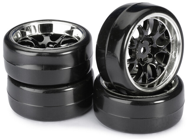 Absima drift banden op wave velgen / Type B - Zwart/Chrome afbeelding