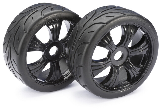 Absima onroad banden op 6 spaaks velgen voor 1/8 buggy - Zwart afbeelding