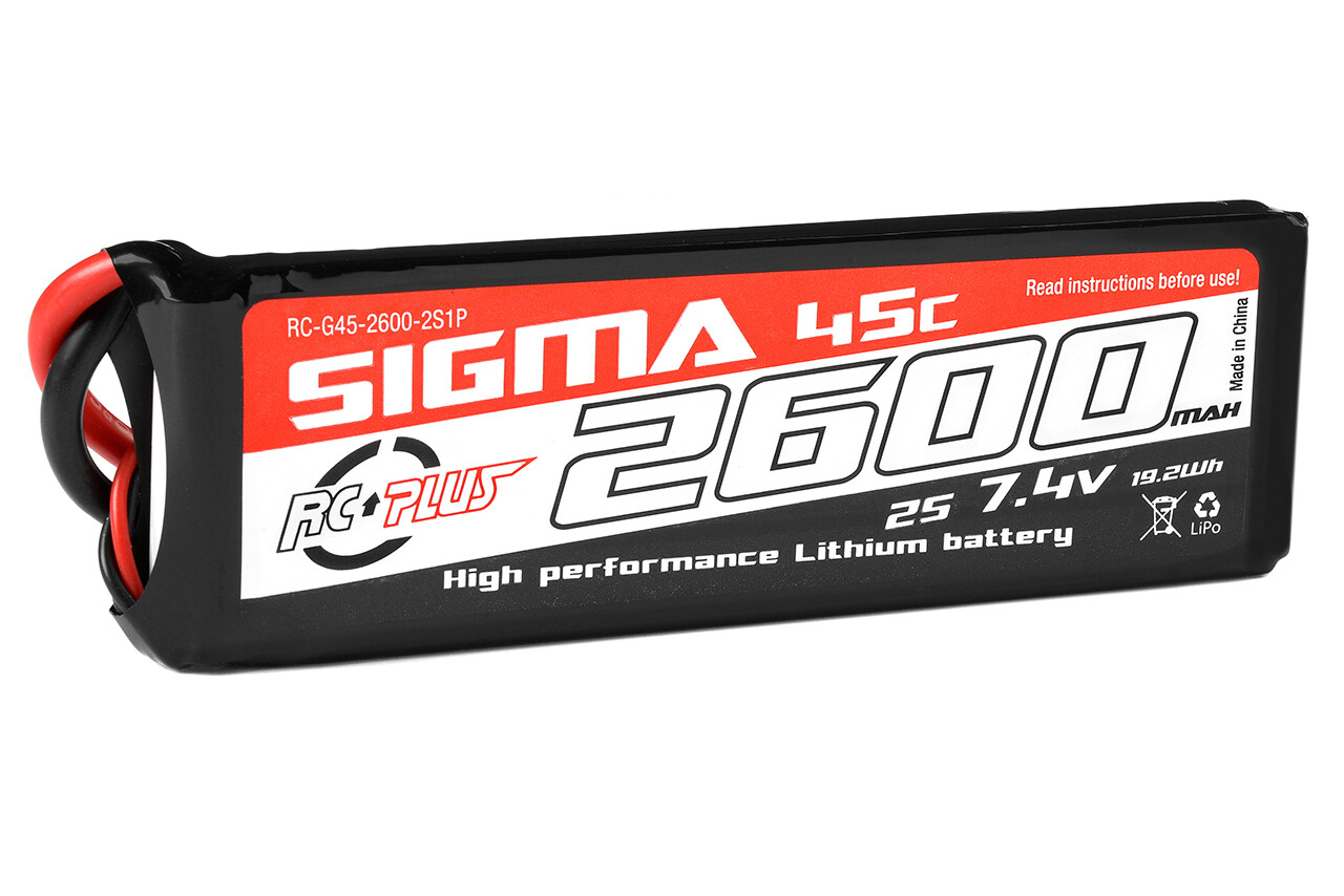 RC Plus Lipo 45c 7.4 volt 2600mah met XT60 stekker afbeelding