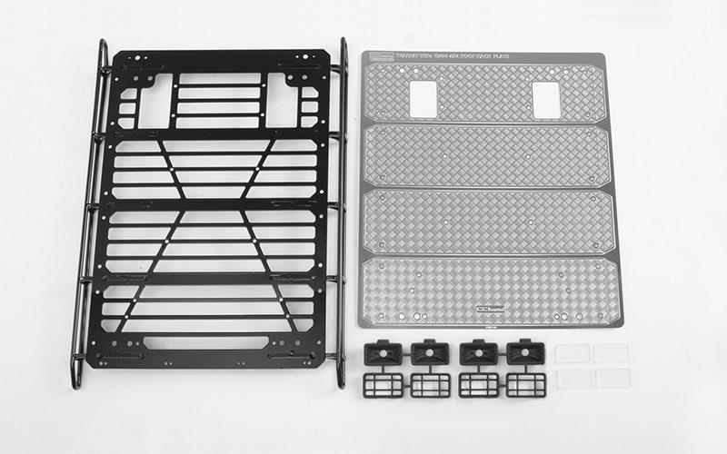 RC4WD Command Roof Rack w/ Diamond Plate & 4x Square Lights for Traxxas TRX-4 Mercedes-Benz G-500 (Style A) (VVV-C1000) afbeelding