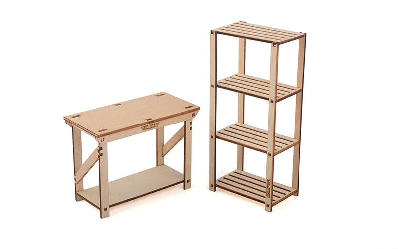 RC4WD 1/10 Wood Garage Shelves and Work Bench Set (Z-S0161) afbeelding